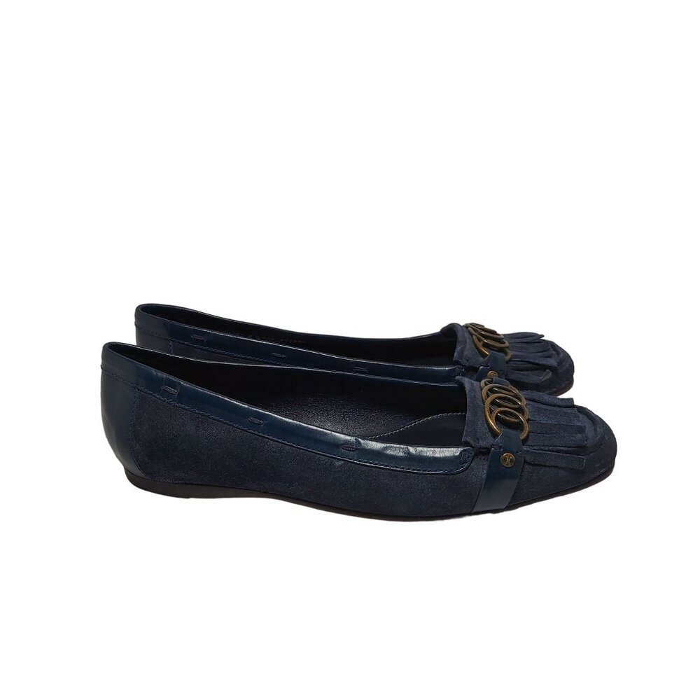 cole haan woman blue flats leather 8
